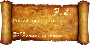 Petschinger Lia névjegykártya
